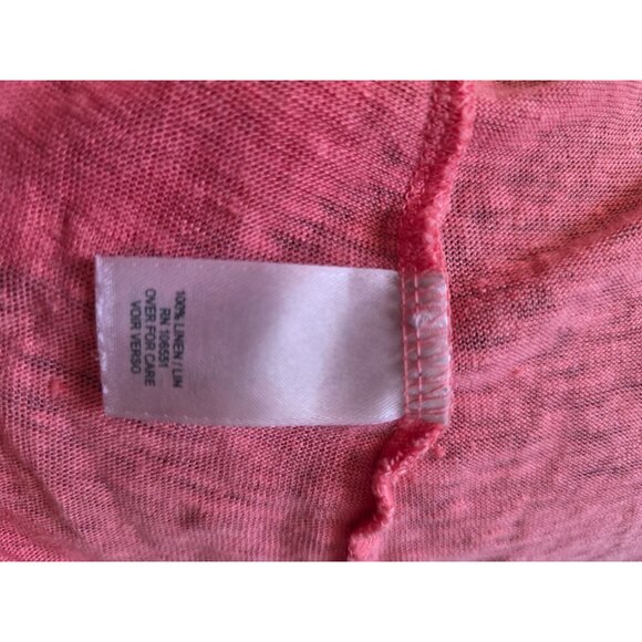 Calypso St. Barth Womens Linen T-Shirt - Small Size Coral Pink - Picture 6 of 8